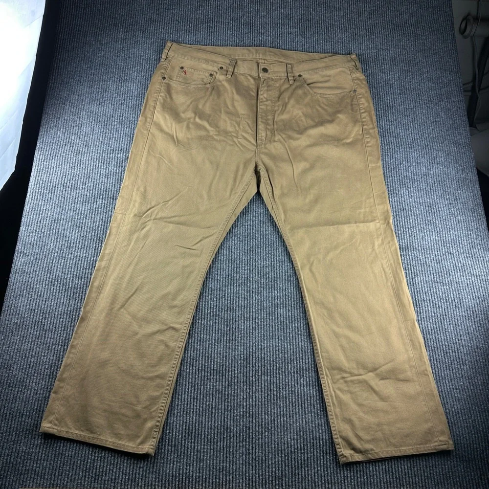 Polo Ralph Lauren Mens Big Tall Tan Khaki Cotton Twill Straight Leg Pants 44x30